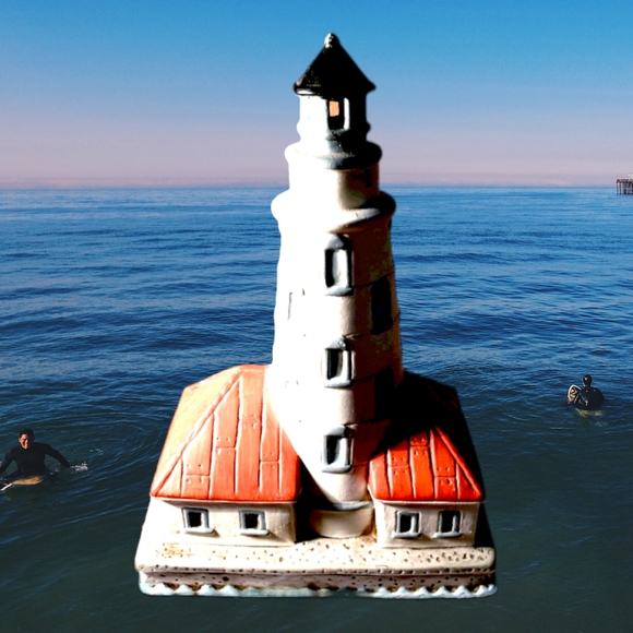 Vintage 1994 George Z. Lefton Ceramic Lighthouse Chicago Harbor Light (01406) - Picture 3 of 4